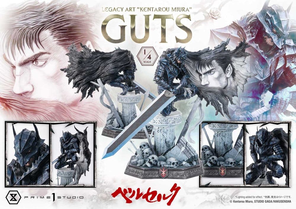 Berserk Legacy Art "Kentarou Miura" Estatua 1/4 Guts 74 cm