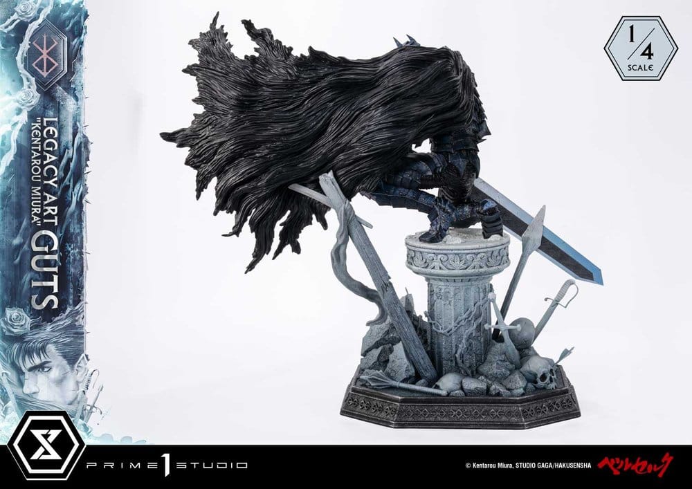 Berserk Legacy Art "Kentarou Miura" Estatua 1/4 Guts 74 cm