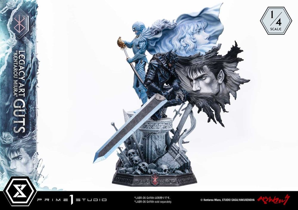 Berserk Legacy Art "Kentarou Miura" Estatua 1/4 Guts 74 cm