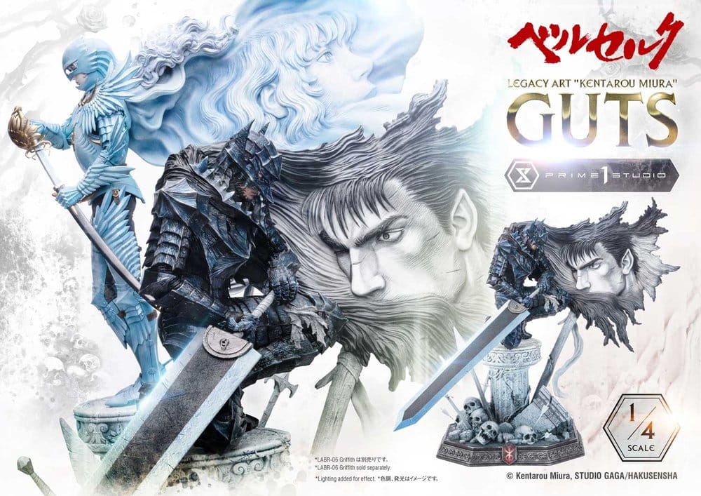 Berserk Legacy Art "Kentarou Miura" Estatua 1/4 Guts Bonus Version 74 cm