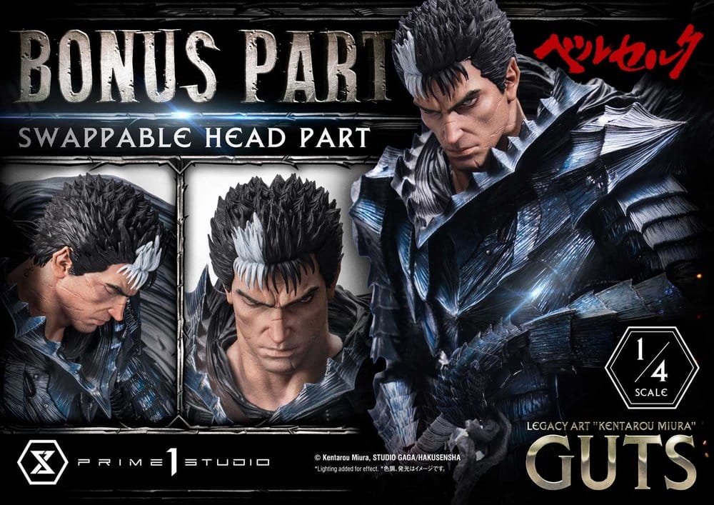 Berserk Legacy Art "Kentarou Miura" Estatua 1/4 Guts Bonus Version 74 cm