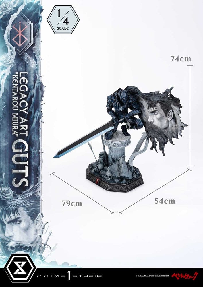 Berserk Legacy Art "Kentarou Miura" Estatua 1/4 Guts Bonus Version 74 cm