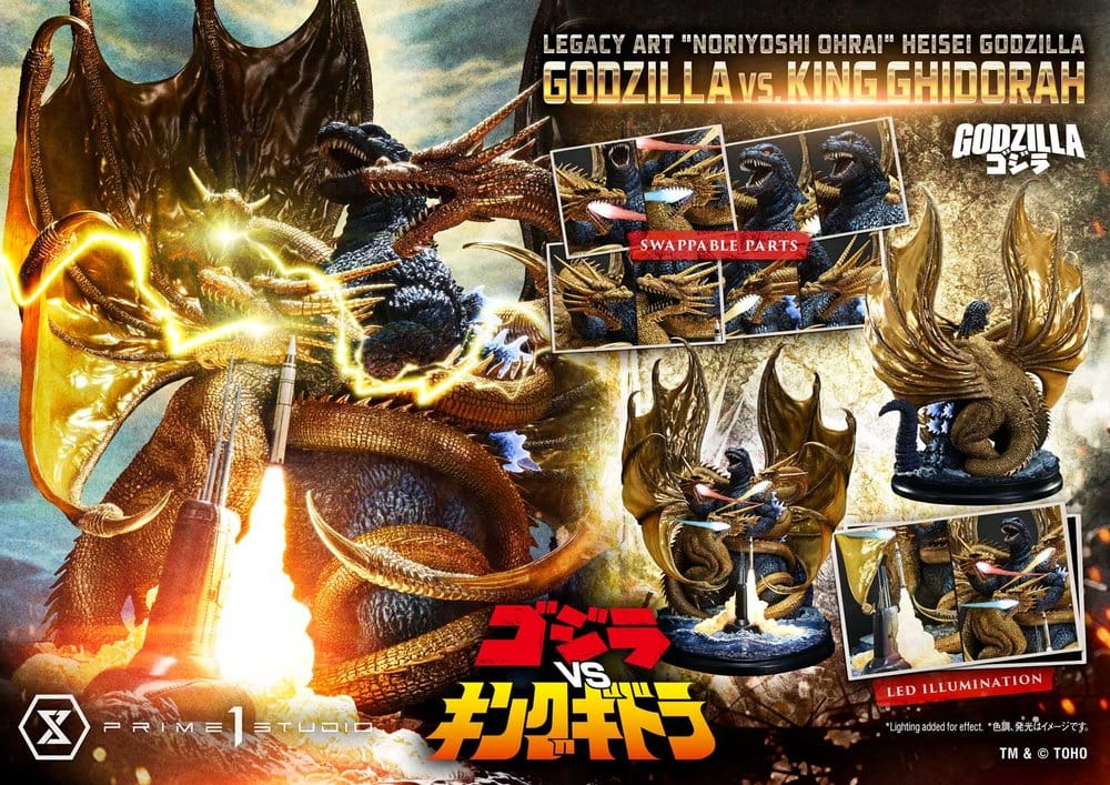 Godzilla Legacy Art "Noriyoshi Ohrai" Estatua Heisei Godzilla Godzilla vs. King Ghidorah 82 cm