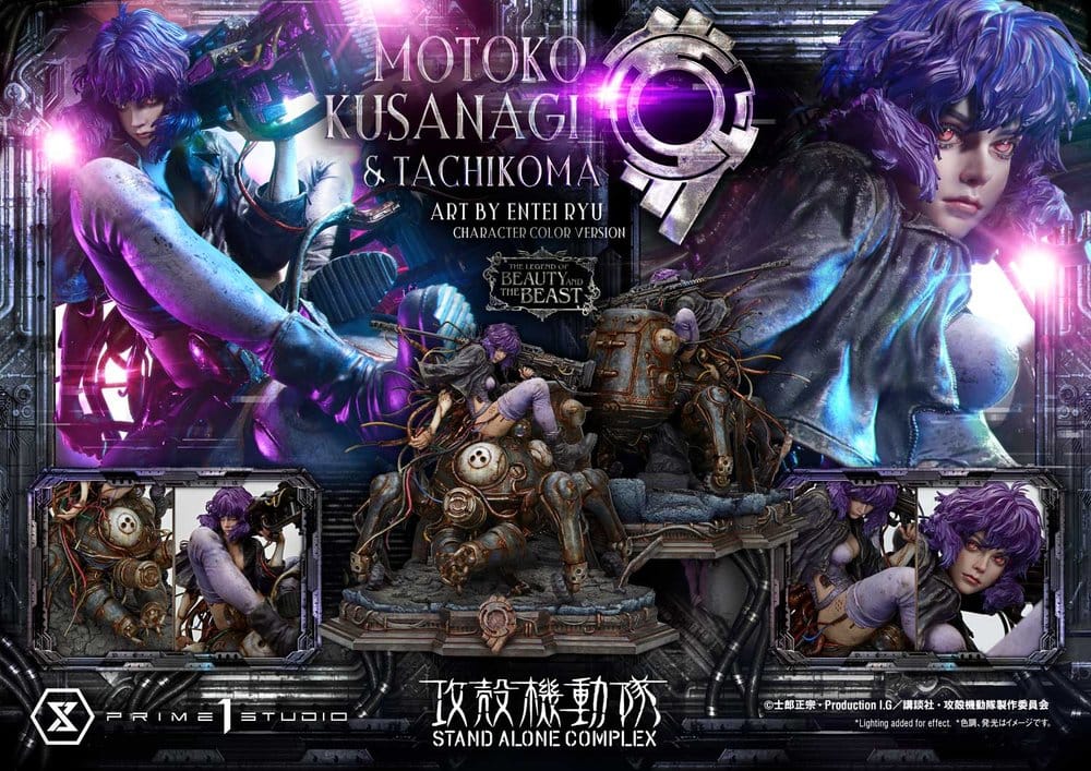 Ghost in the Shell Stand Alone Complex The Legend of Beauty and the Beast Estatua 1/4 Motoko Kusanagi & Tachikoma Character color Art by Entei Ryu 53 cm