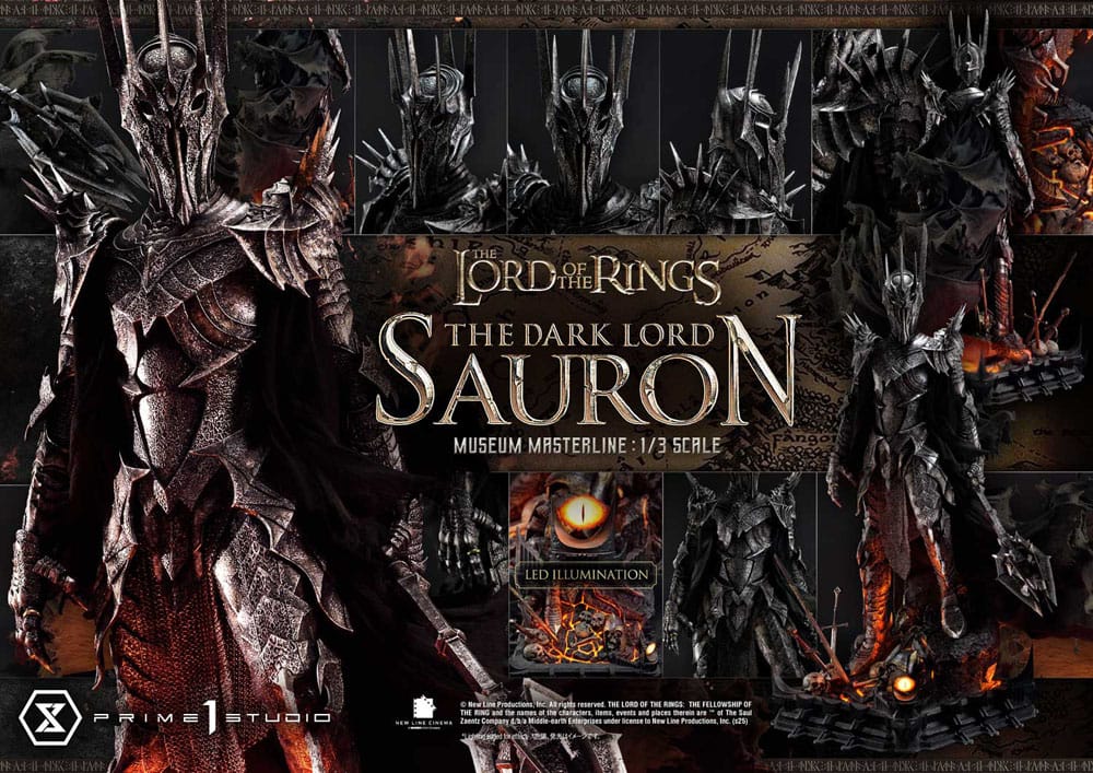 El Señor de los Anillos Estatua Museum Masterline Series 1/3 The Dark Lord Sauron Bonus Version 117 cm