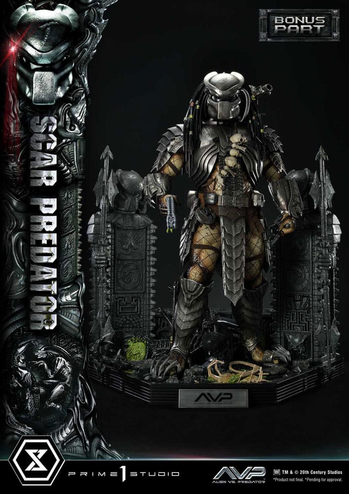 The Alien vs. Predator Estatua Museum Masterline Series 1/3 Scar Predator Deluxe Bonus Version 93 cm