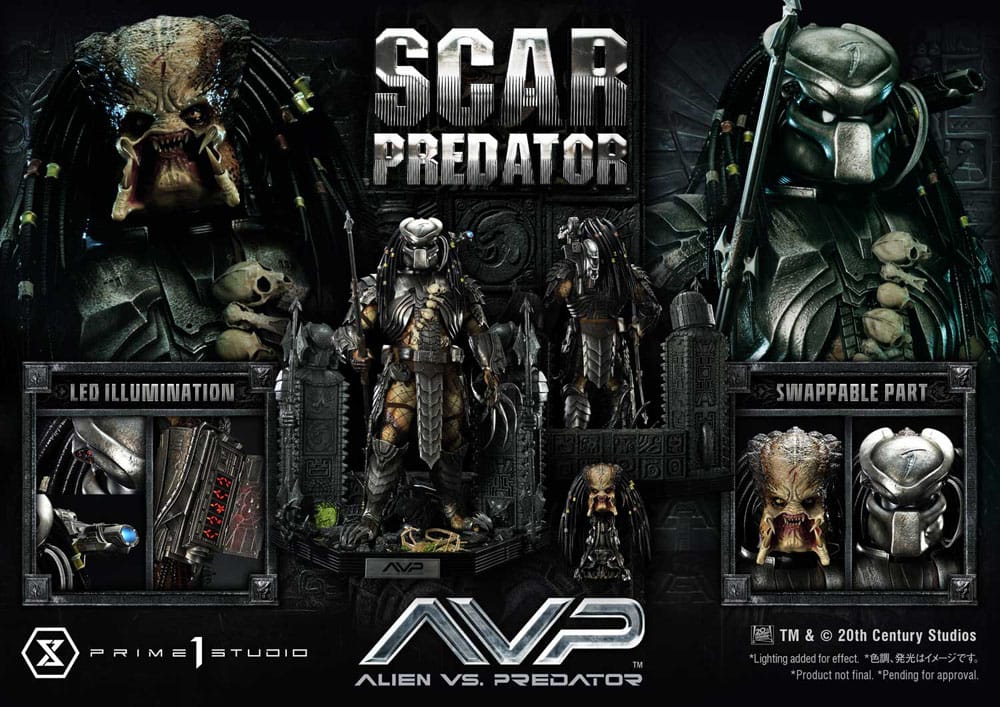 The Alien vs. Predator Estatua Museum Masterline Series 1/3 Scar Predator Deluxe Bonus Version 93 cm