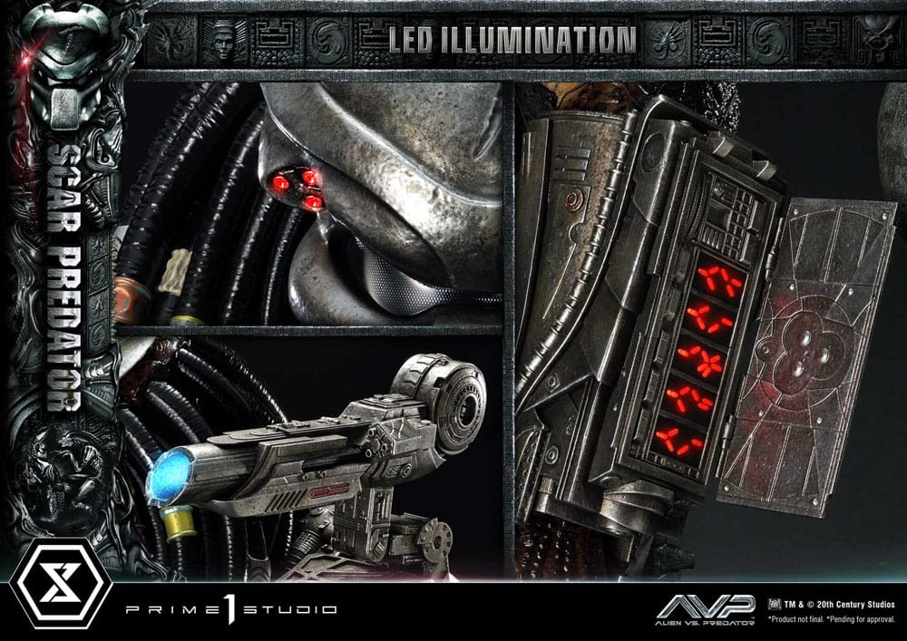 The Alien vs. Predator Estatua Museum Masterline Series 1/3 Scar Predator Deluxe Bonus Version 93 cm