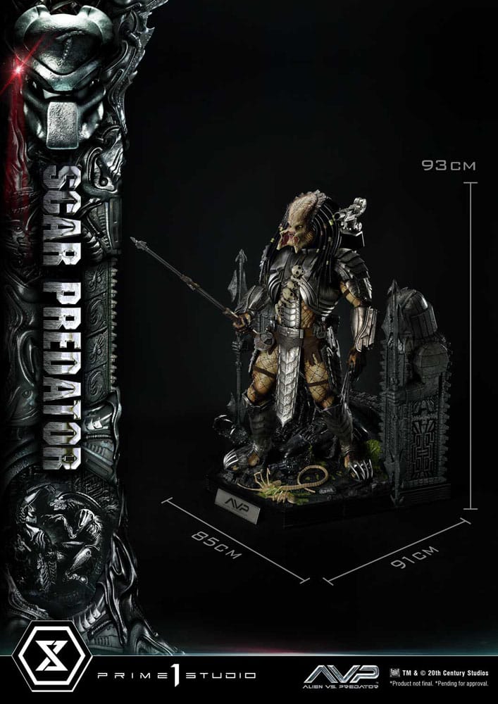 The Alien vs. Predator Estatua Museum Masterline Series 1/3 Scar Predator Deluxe Bonus Version 93 cm