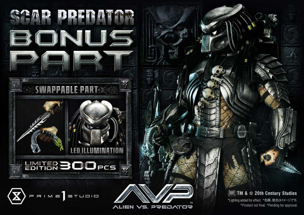 The Alien vs. Predator Estatua Museum Masterline Series 1/3 Scar Predator Deluxe Bonus Version 93 cm