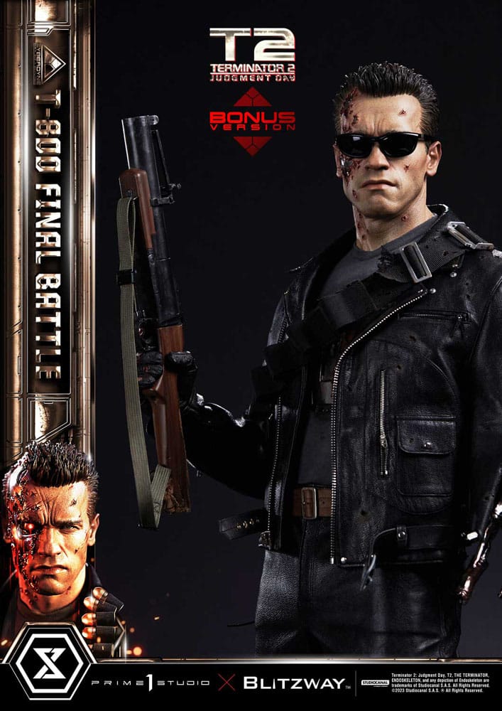 Terminator 2 Estatua Museum Masterline Series 1/3 T-800 Final Battle Deluxe Bonus Version 75 cm