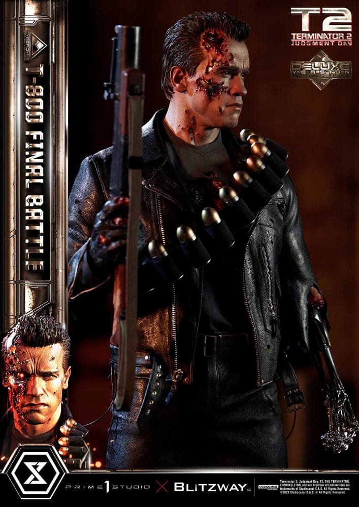 Terminator 2 Estatua Museum Masterline Series 1/3 T-800 Final Battle Deluxe Bonus Version 75 cm