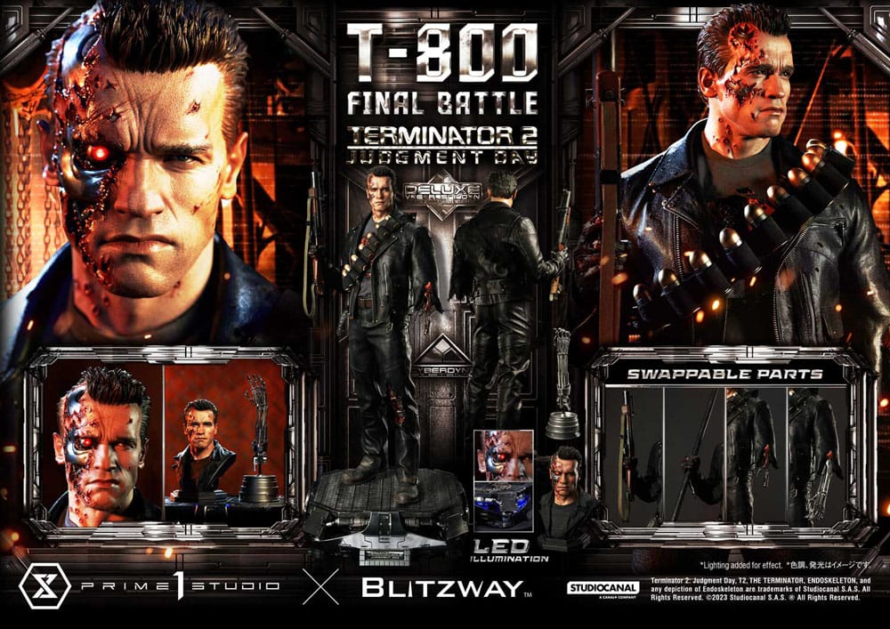 Terminator 2 Estatua Museum Masterline Series 1/3 T-800 Final Battle Deluxe Bonus Version 75 cm