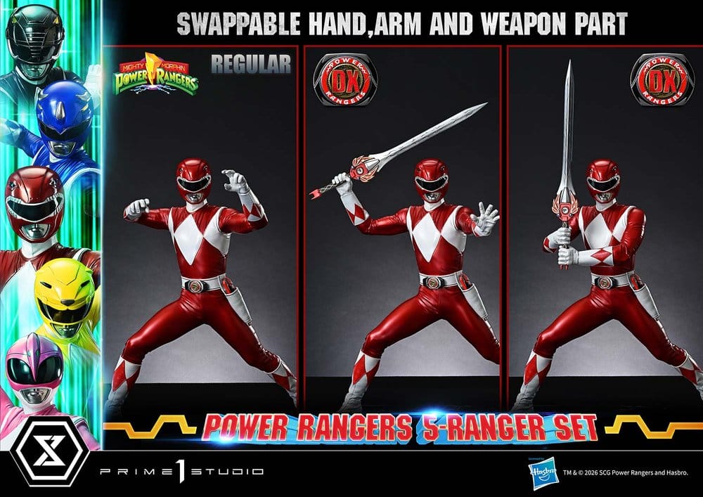 Mighty Morphin Power Rangers Premium Masterline Set de 5 Estatuas 1/4 Deluxe Version 62 cm