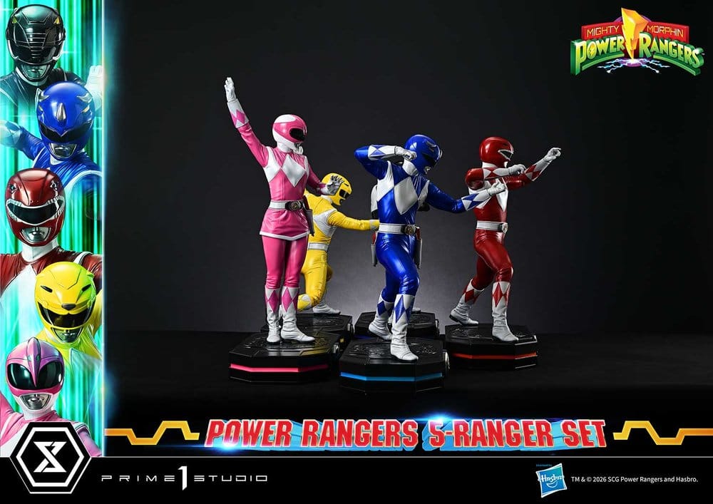 Mighty Morphin Power Rangers Premium Masterline Set de 5 Estatuas 1/4 Deluxe Version 62 cm