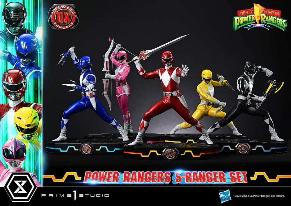 Mighty Morphin Power Rangers Premium Masterline Set de 5 Estatuas 1/4 Deluxe Bonus Version 62 cm