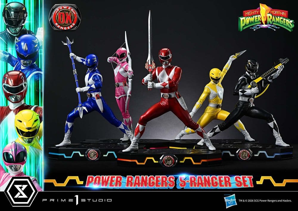 Mighty Morphin Power Rangers Premium Masterline Set de 5 Estatuas 1/4 Deluxe Bonus Version 62 cm