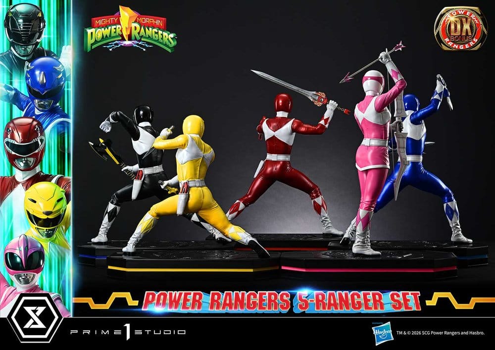 Mighty Morphin Power Rangers Premium Masterline Set de 5 Estatuas 1/4 Deluxe Bonus Version 62 cm