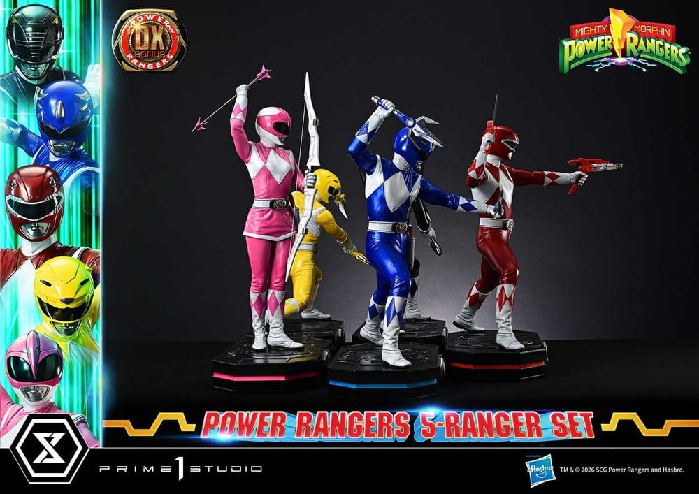 Mighty Morphin Power Rangers Premium Masterline Set de 5 Estatuas 1/4 Deluxe Bonus Version 62 cm
