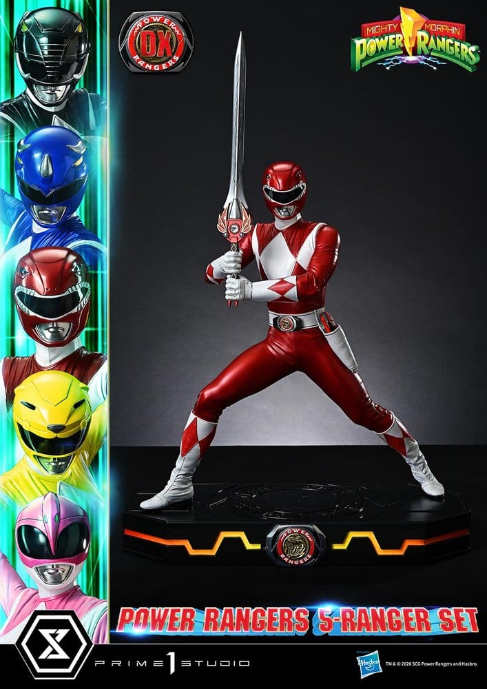 Mighty Morphin Power Rangers Premium Masterline Set de 5 Estatuas 1/4 Deluxe Bonus Version 62 cm