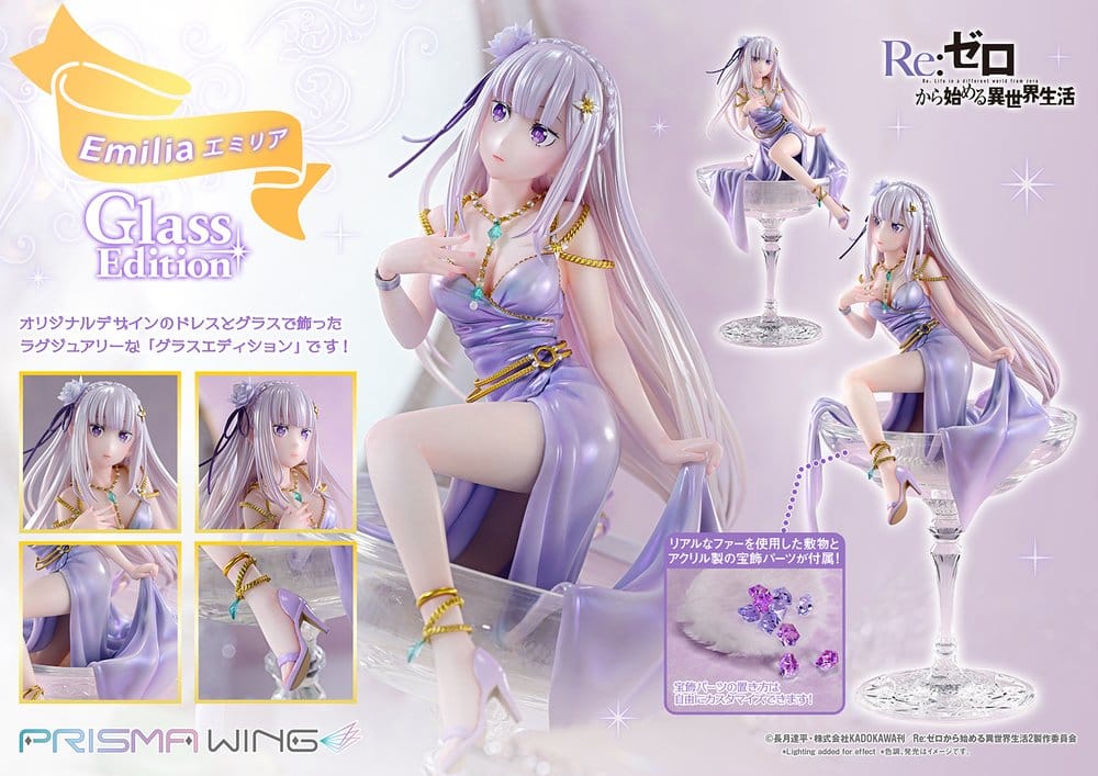 Re:Zero Prisma Wing Estatua 1/7 Emilia Glass Edition 29 cm