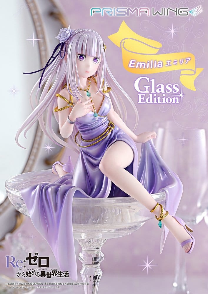 Re:Zero Prisma Wing Estatua 1/7 Emilia Glass Edition Bonus Version 29 cm