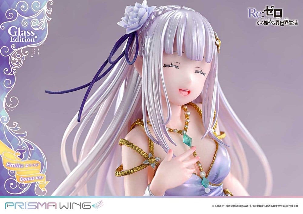 Re:Zero Prisma Wing Estatua 1/7 Emilia Glass Edition Bonus Version 29 cm
