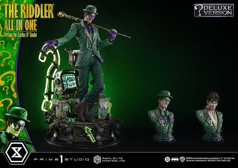 DC Comics Real Elite Masterline Series Estatua 1/3 The Riddler All In One (Design by Carlos D'Anda) Deluxe Version 74 cm