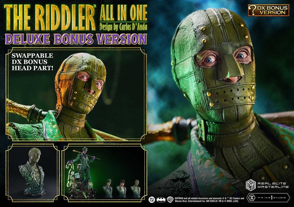 DC Comics Real Elite Masterline Series Estatua 1/3 The Riddler All In One (Design by Carlos D'Anda) DX Bonus Version 74 cm