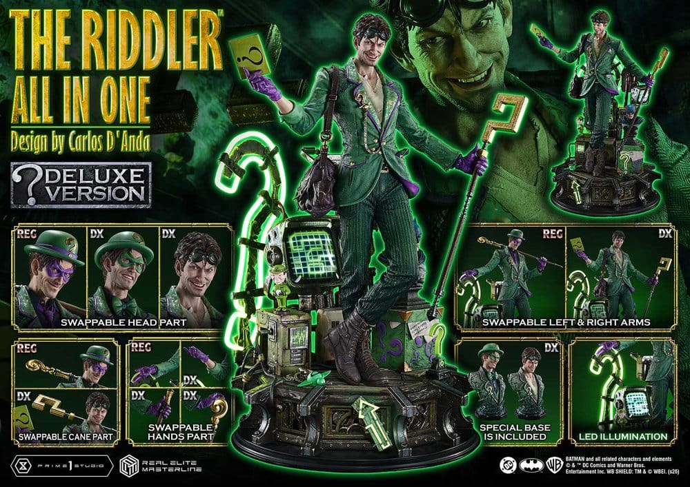 DC Comics Real Elite Masterline Series Estatua 1/3 The Riddler All In One (Design by Carlos D'Anda) DX Bonus Version 74 cm