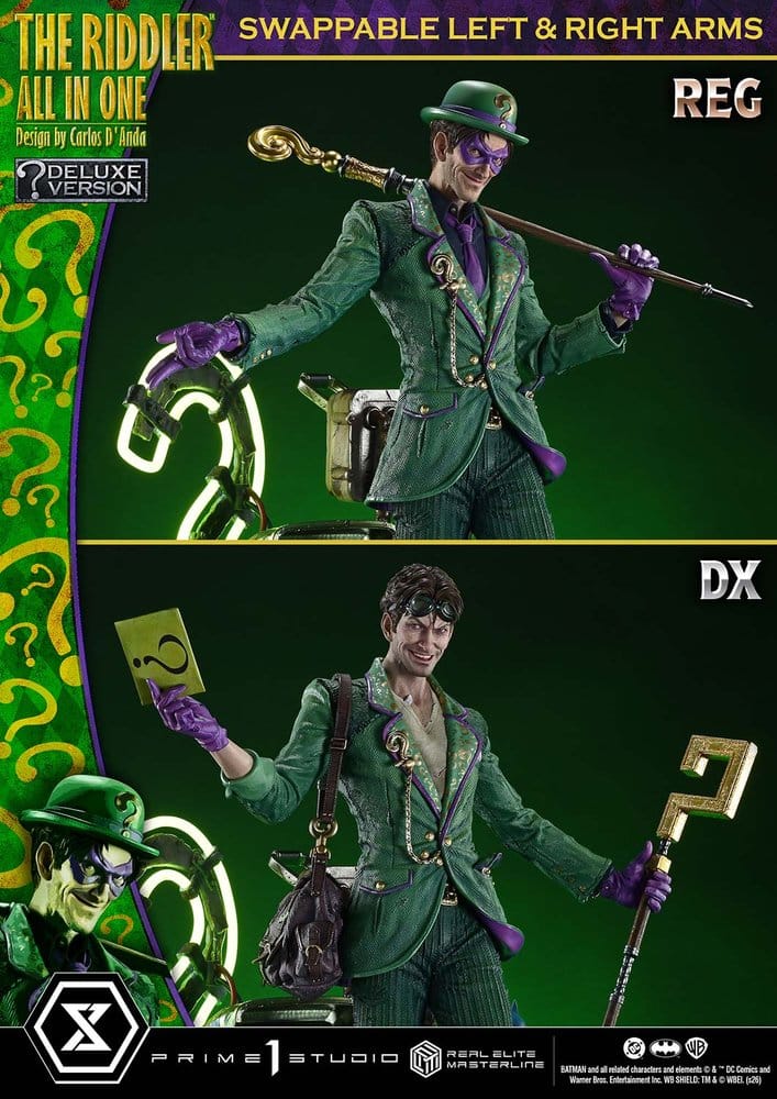 DC Comics Real Elite Masterline Series Estatua 1/3 The Riddler All In One (Design by Carlos D'Anda) DX Bonus Version 74 cm