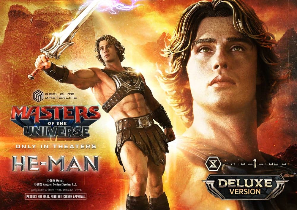 Masters of the Universe (2026 Film) Real Elite Masterline Series Estatua 1/3 He-Man DX Bonus Version 117 cm