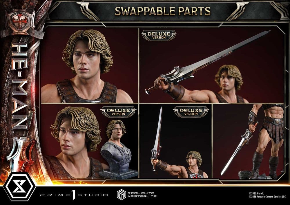 Masters of the Universe (2026 Film) Real Elite Masterline Series Estatua 1/3 He-Man DX Bonus Version 117 cm