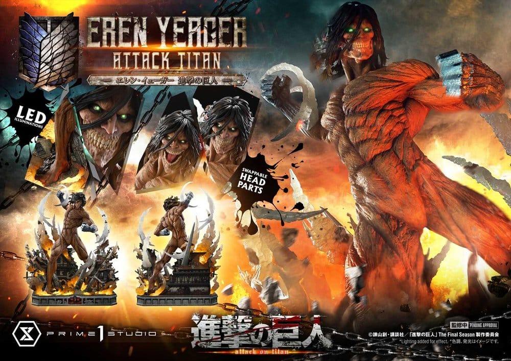 Ataque a los Titanes (TV animation) Ultimate Diorama Masterline Estatua Eren Yeager Attack Titan Bonus Version 81 cm
