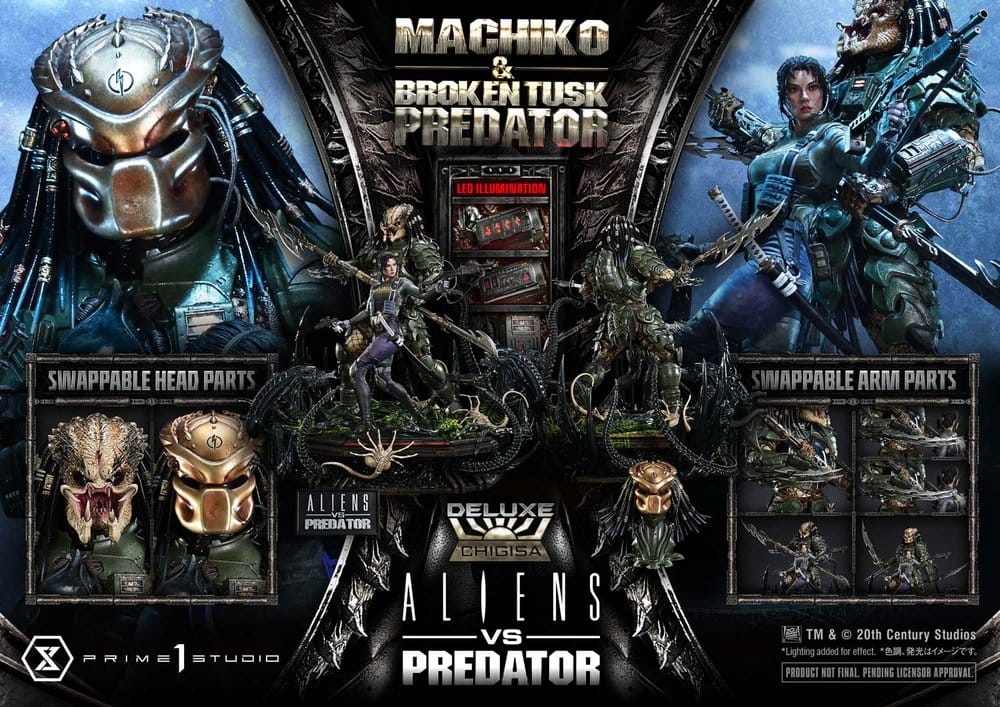 Aliens vs. Predator (Comic) Ultimate Premium Masterline Statue 1/4 Machiko & Broken Tusk Predator Deluxe Version 84 cm