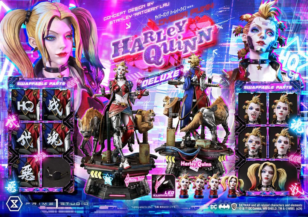 Batman Estatua Ultimate Premium Masterline Series Cyberpunk Harley Quinn Deluxe Bonus Version 60 cm