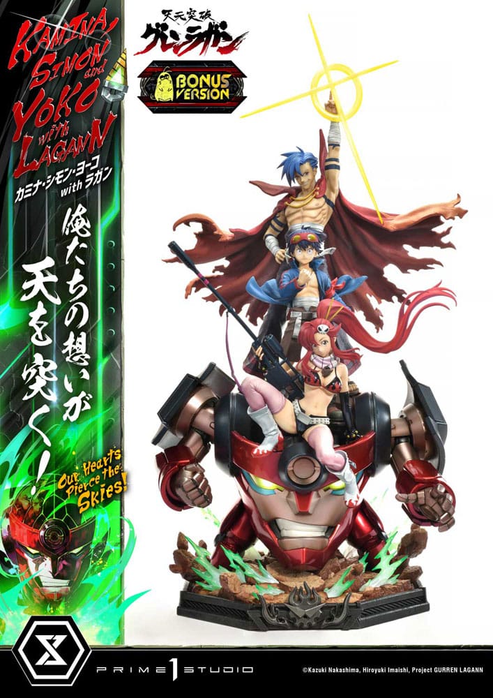 Gurren Lagann Estatua Ultimate Premium Masterline Series 1/4 Kamina, Simon & Yoko with Lagann Deluxe Bonus Version 97 cm