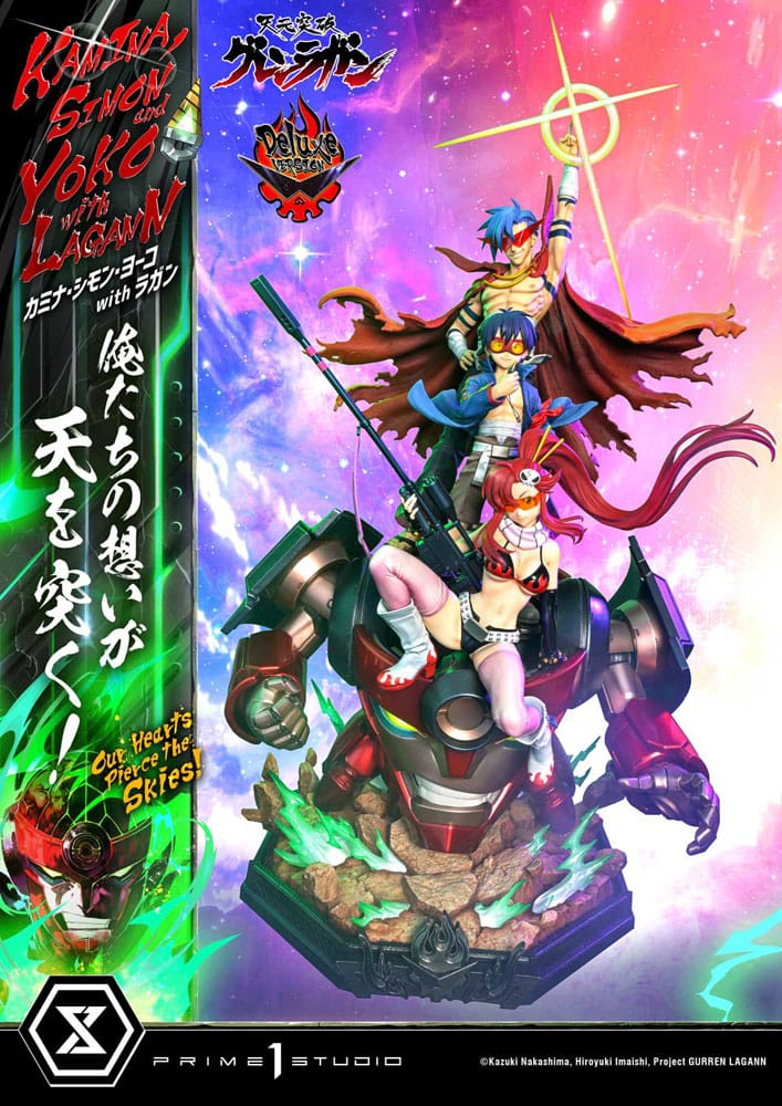 Gurren Lagann Estatua Ultimate Premium Masterline Series 1/4 Kamina, Simon & Yoko with Lagann Deluxe Bonus Version 97 cm