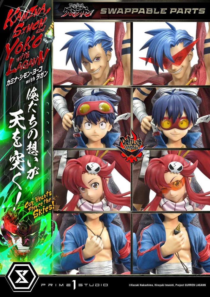 Gurren Lagann Estatua Ultimate Premium Masterline Series 1/4 Kamina, Simon & Yoko with Lagann Deluxe Bonus Version 97 cm