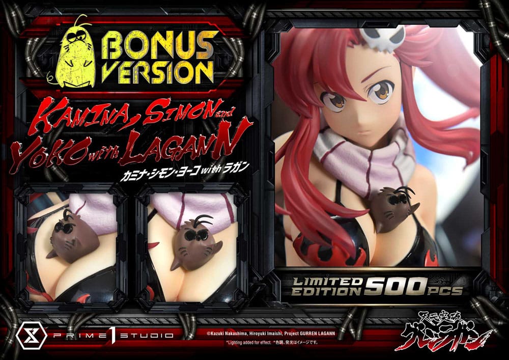 Gurren Lagann Estatua Ultimate Premium Masterline Series 1/4 Kamina, Simon & Yoko with Lagann Deluxe Bonus Version 97 cm