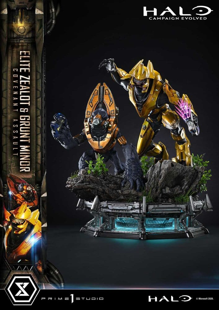 Halo: Campaign Evolved Ultimate Premium Masterline Series Estatua 1/4 Elite Zealot & Grunt Minor: Covenant Assault 81 cm