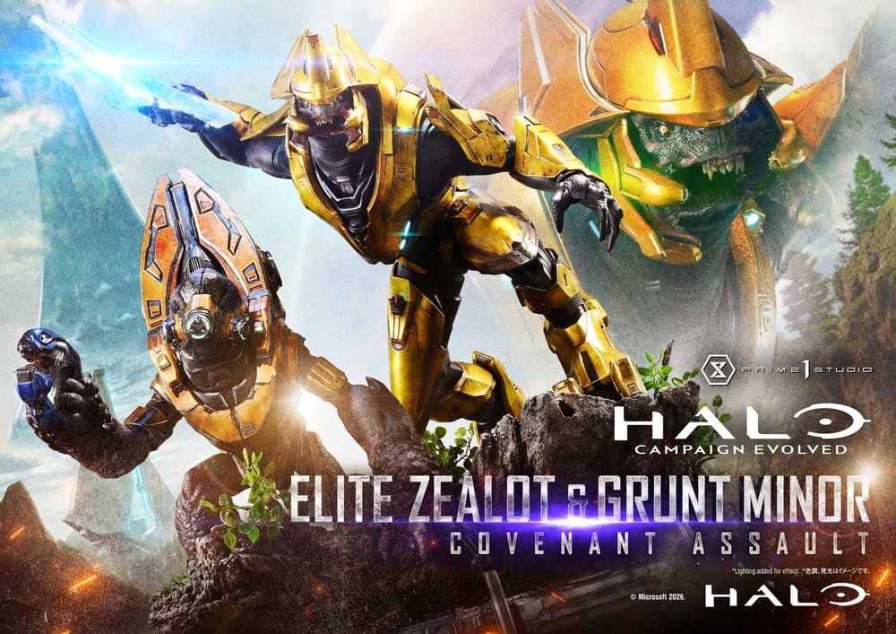 Halo: Campaign Evolved Ultimate Premium Masterline Series Estatua 1/4 Elite Zealot & Grunt Minor: Covenant Assault 81 cm
