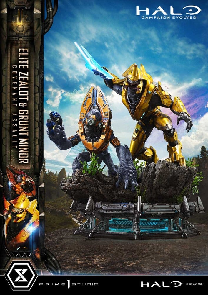 Halo: Campaign Evolved Ultimate Premium Masterline Series Estatua 1/4 Elite Zealot & Grunt Minor: Covenant Assault 81 cm