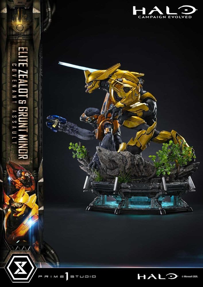 Halo: Campaign Evolved Ultimate Premium Masterline Series Estatua 1/4 Elite Zealot & Grunt Minor: Covenant Assault 81 cm