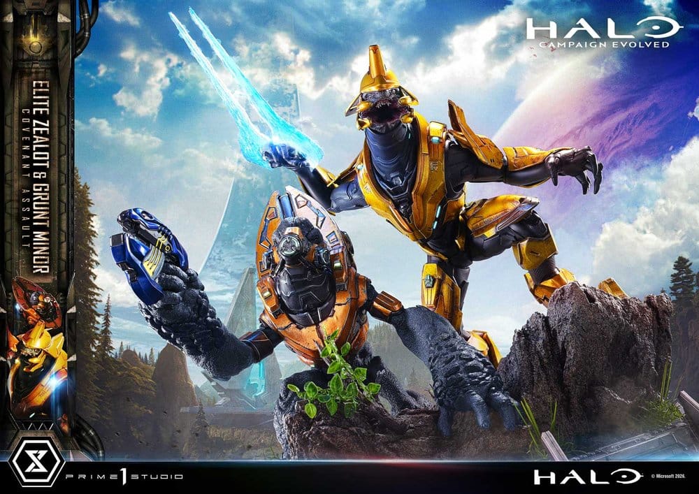 Halo: Campaign Evolved Ultimate Premium Masterline Series Estatua 1/4 Elite Zealot & Grunt Minor: Covenant Assault 81 cm