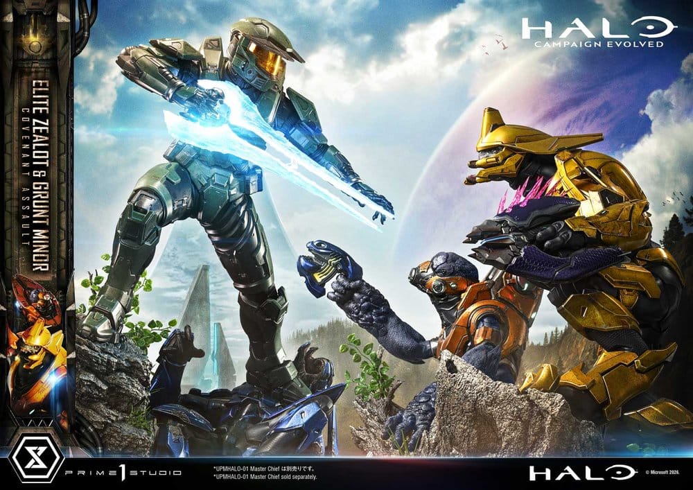 Halo: Campaign Evolved Ultimate Premium Masterline Series Estatua 1/4 Elite Zealot & Grunt Minor: Covenant Assault 81 cm