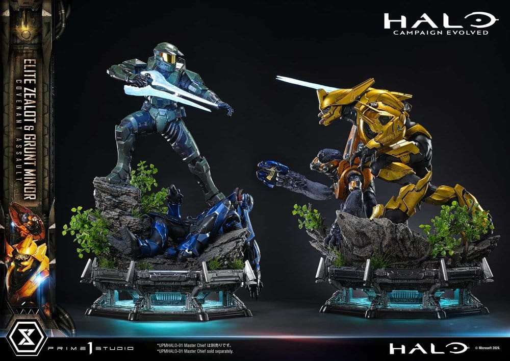 Halo: Campaign Evolved Ultimate Premium Masterline Series Estatua 1/4 Elite Zealot & Grunt Minor: Covenant Assault 81 cm