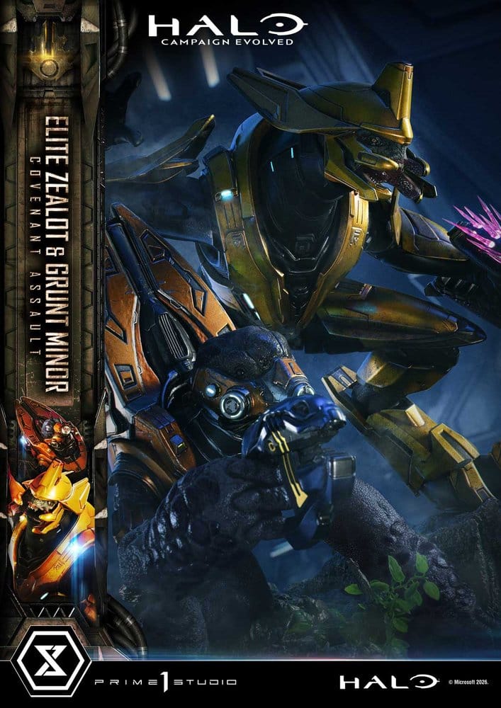 Halo: Campaign Evolved Ultimate Premium Masterline Series Estatua 1/4 Elite Zealot & Grunt Minor: Covenant Assault 81 cm