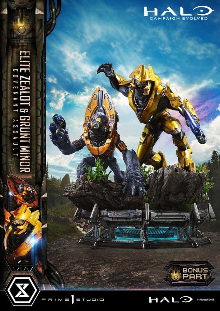 Halo: Campaign Evolved Ultimate Premium Masterline Series Estatua 1/4 Elite Zealot & Grunt Minor: Covenant Assault Bonus Version 81 cm