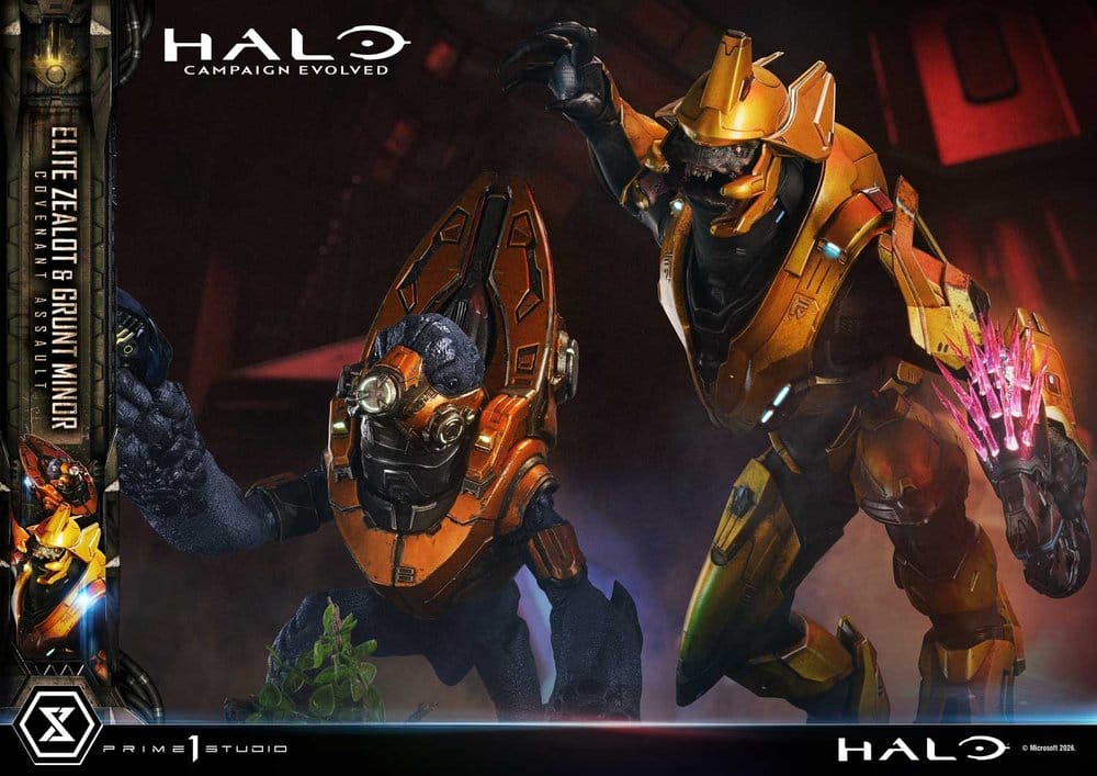 Halo: Campaign Evolved Ultimate Premium Masterline Series Estatua 1/4 Elite Zealot & Grunt Minor: Covenant Assault Bonus Version 81 cm